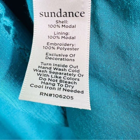 SUNDANCE BOHO NAOMI TEAL BLUE FLOWY EMBROIDERED TUNIC TOP SIZE XS - Picture 6 of 11